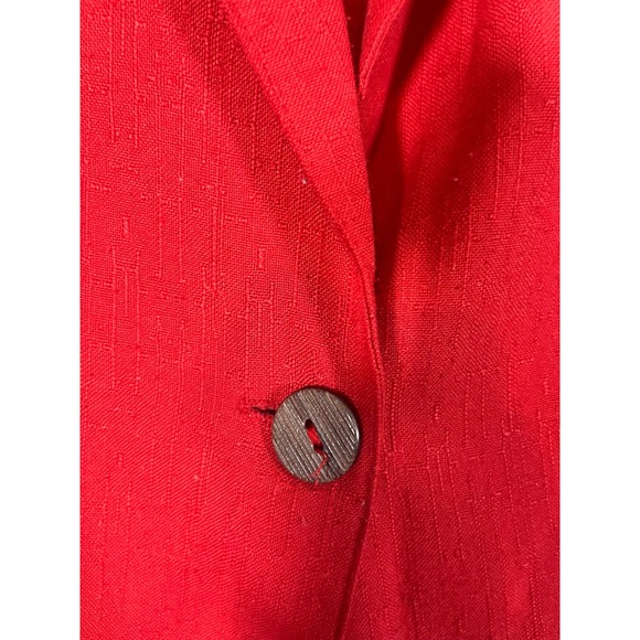 Joanna Women Red Textured One Button Blazer Jacket Size 20W - Picture 3 of 7